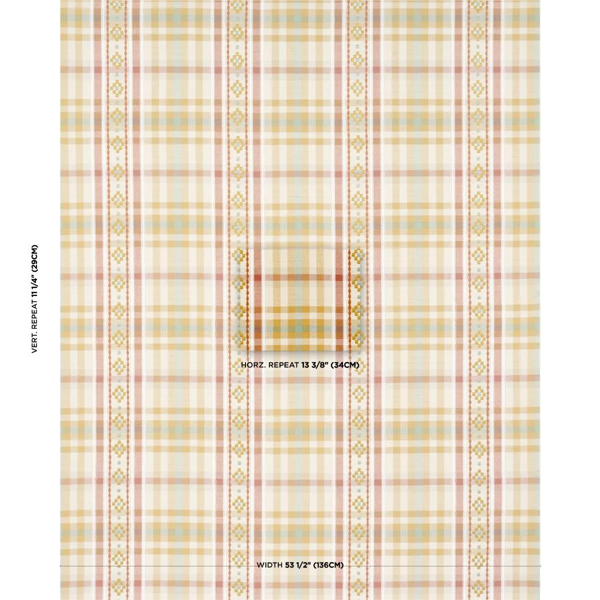 Schumacher 84732 Hutton Hand Woven Check Ochre fabric swatch