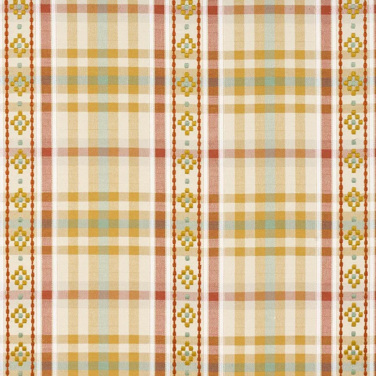Schumacher 84732 Hutton Hand Woven Check Ochre fabric swatch