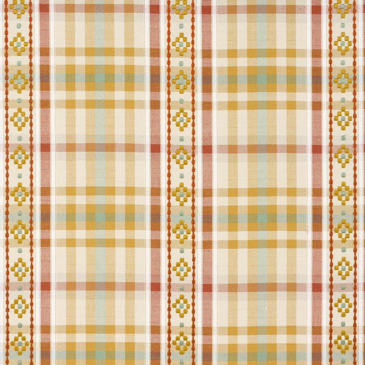 Schumacher 84732 Hutton Hand Woven Check Ochre fabric swatch