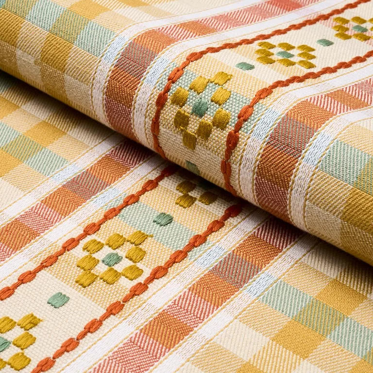 Schumacher 84732 Hutton Hand Woven Check Ochre fabric swatch