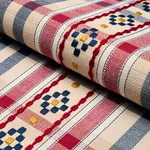 Schumacher 84730 Hutton Hand Woven Check Rouge & Navy fabric swatch