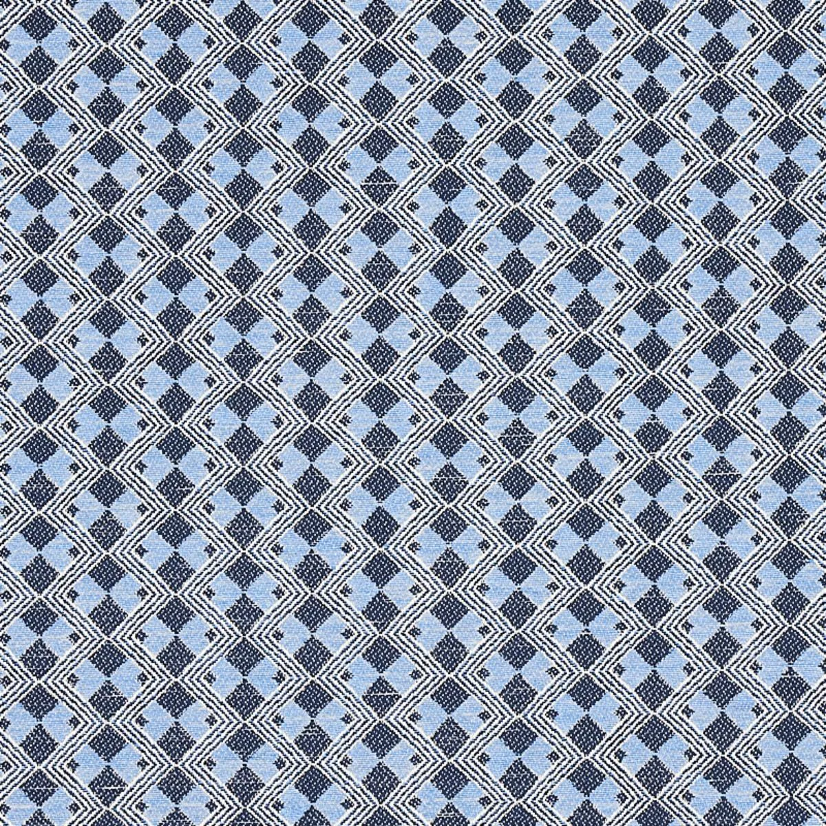 Schumacher 69872 Huxley Tile Blue fabric swatch