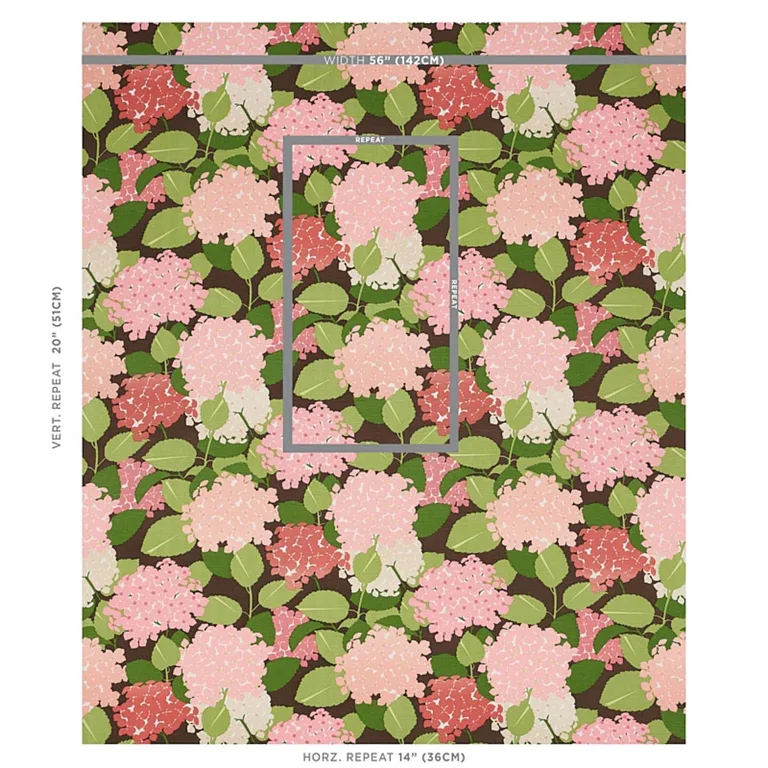 Schumacher 177582 Hydrangea Pink fabric swatch