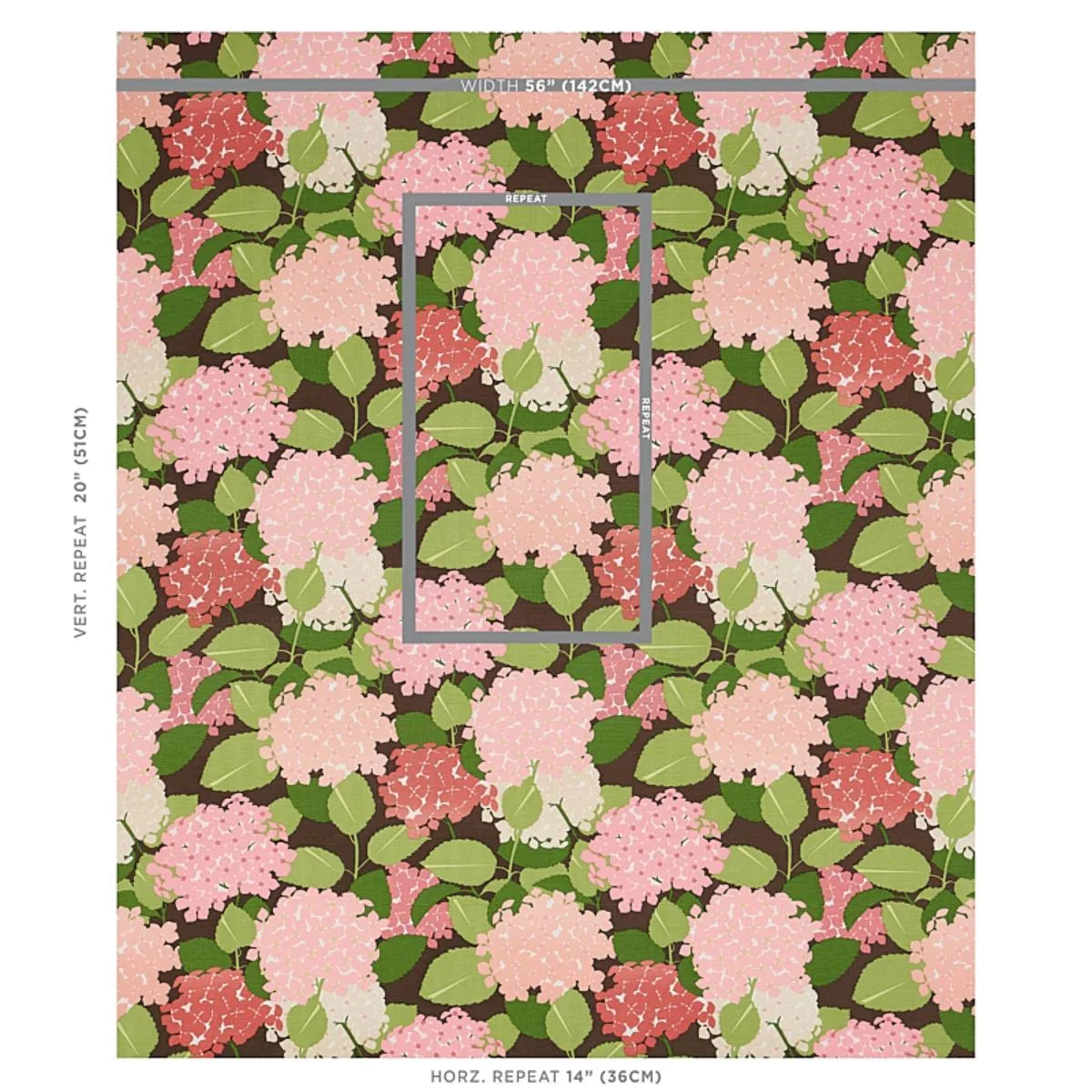 Schumacher 177582 Hydrangea Pink fabric swatch