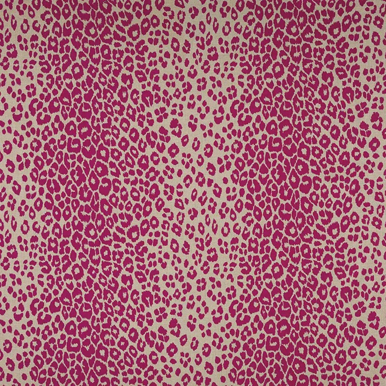 Schumacher 175723 Iconic Leopard Fuchsia/Natural fabric swatch
