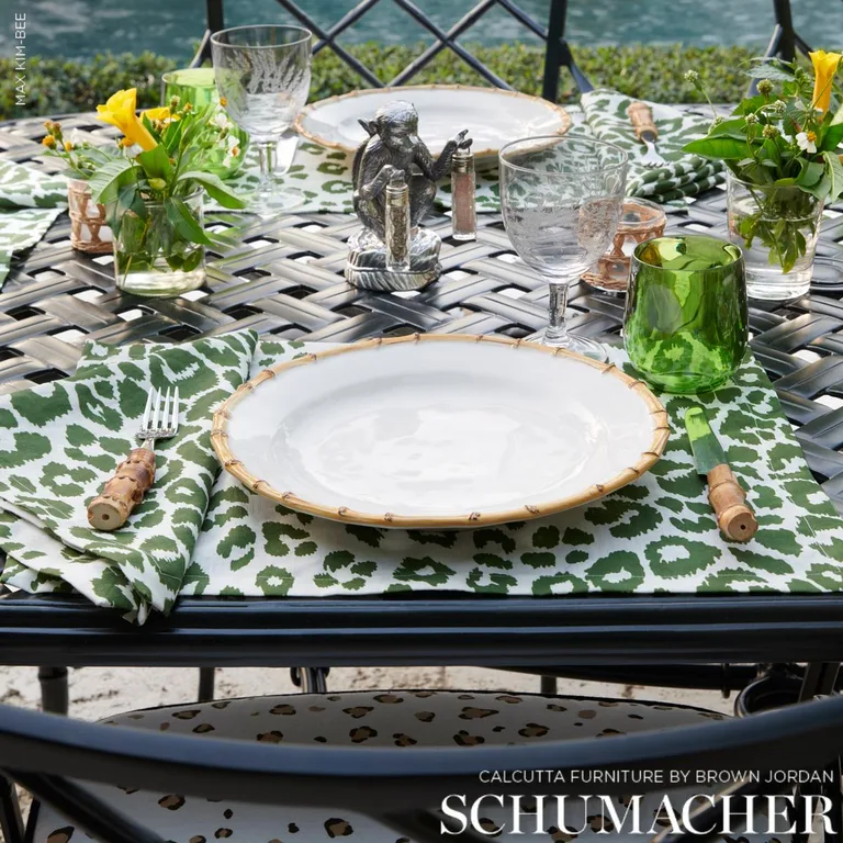 Schumacher 177322 Iconic Leopard Indoor/Outdoor Green fabric swatch