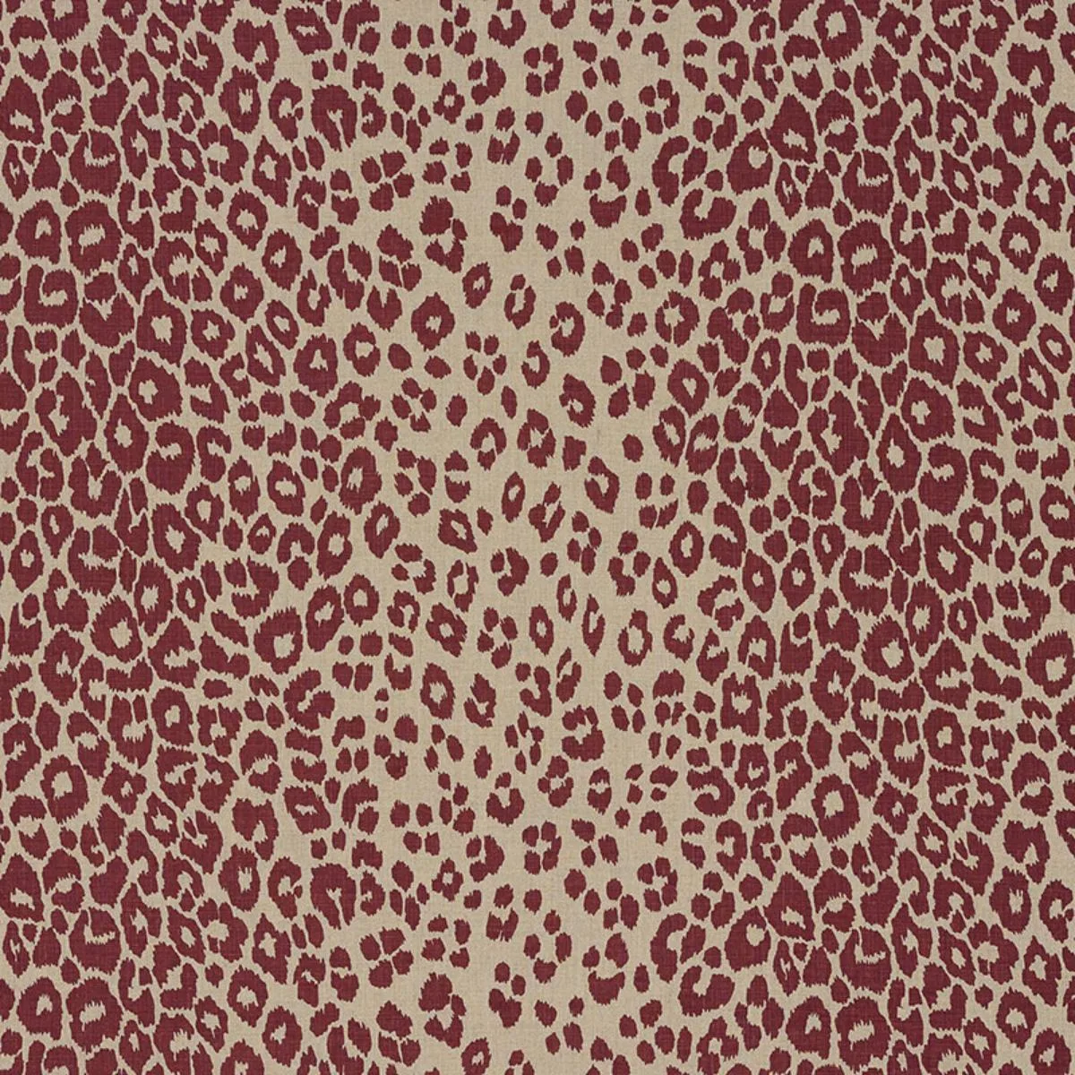 Schumacher 175726 Iconic Leopard Raisin/Natural fabric swatch
