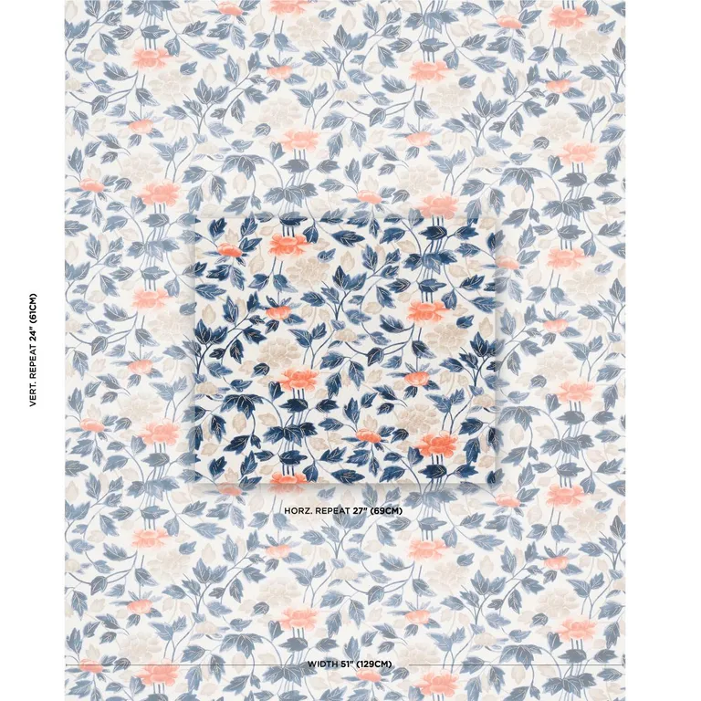 Schumacher 180340 Imari Blue Ink fabric swatch