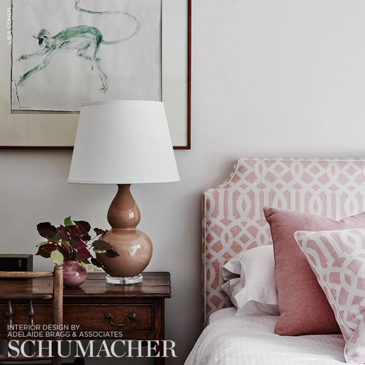 Schumacher 174416 Imperial Trellis Ii Blush fabric swatch