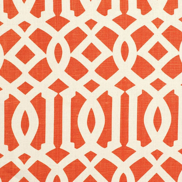 Schumacher 174410 Imperial Trellis Ii Ivory / Mandarin fabric swatch