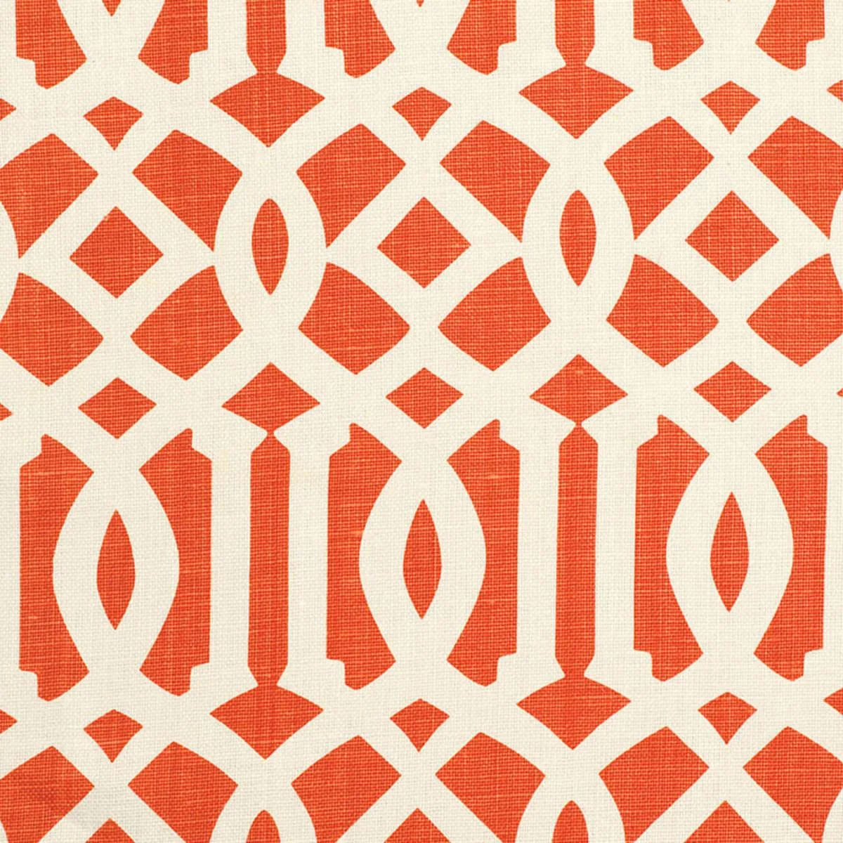 Schumacher 174410 Imperial Trellis Ii Ivory / Mandarin fabric swatch