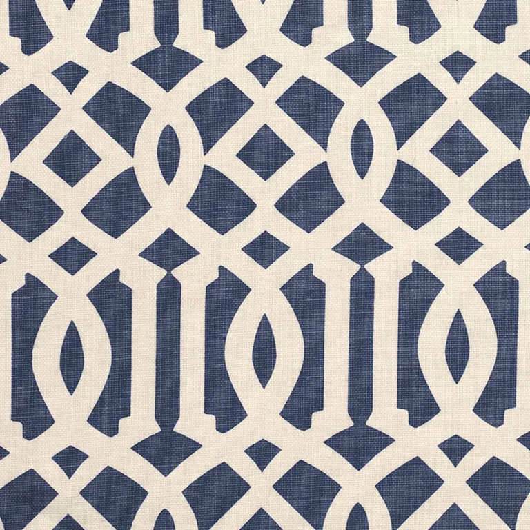 Schumacher 174411 Imperial Trellis Ii Ivory / Navy fabric swatch