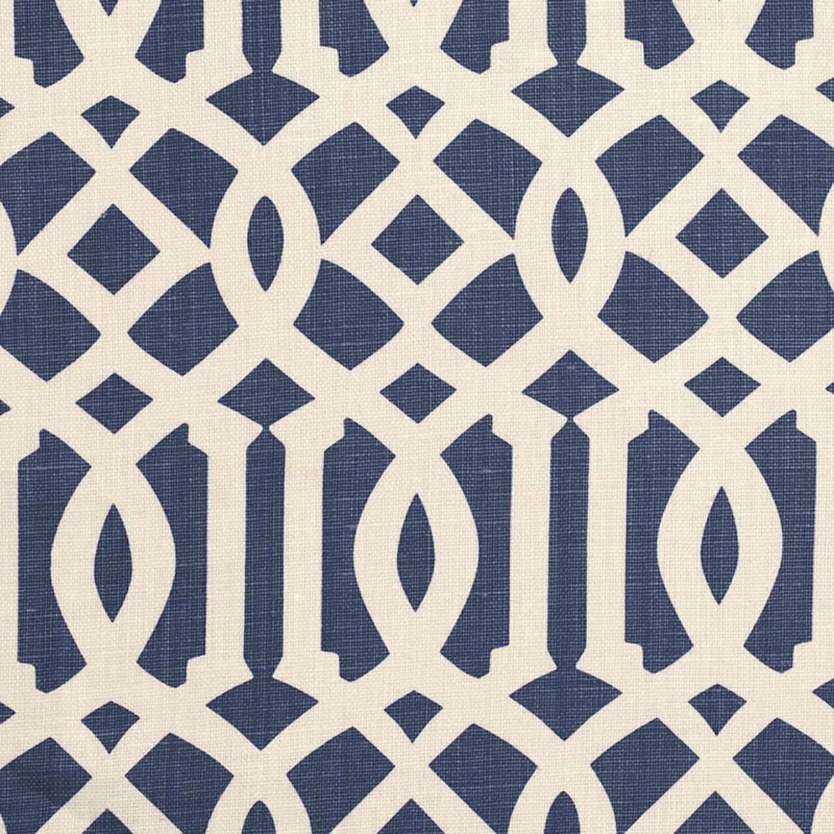 Schumacher 174411 Imperial Trellis Ii Ivory / Navy fabric swatch