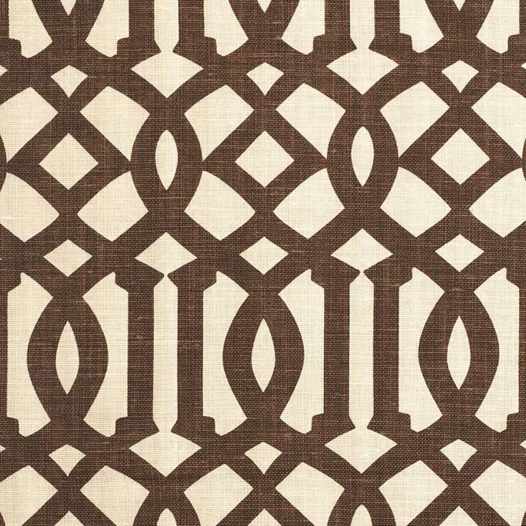Schumacher 174413 Imperial Trellis Ii Java / Cream fabric swatch