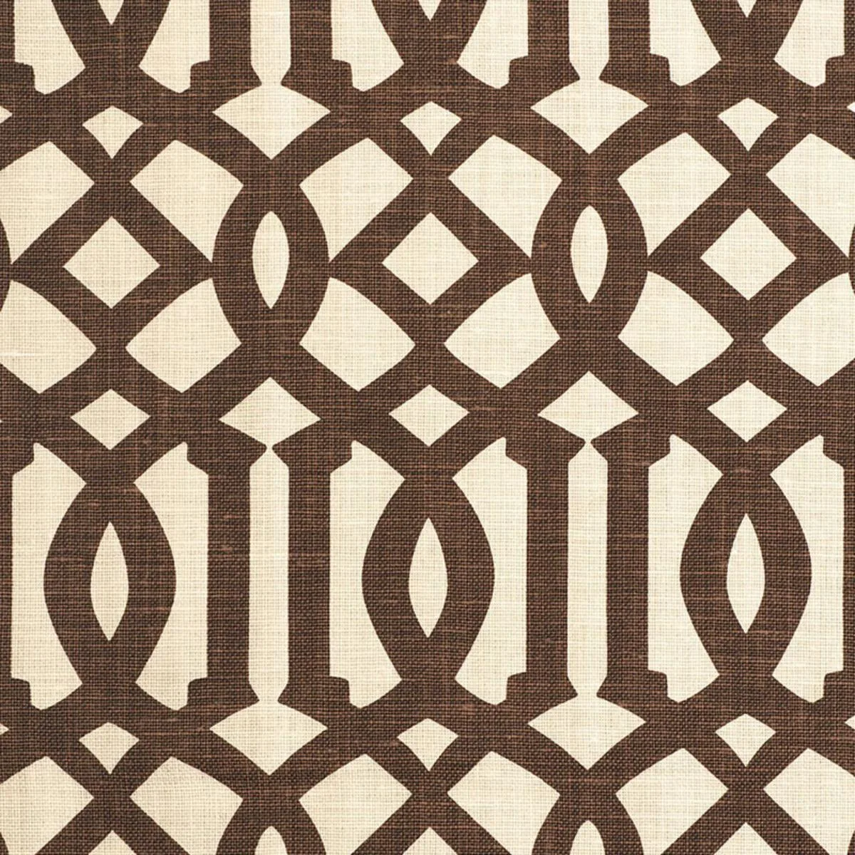 Schumacher 174413 Imperial Trellis Ii Java / Cream fabric swatch