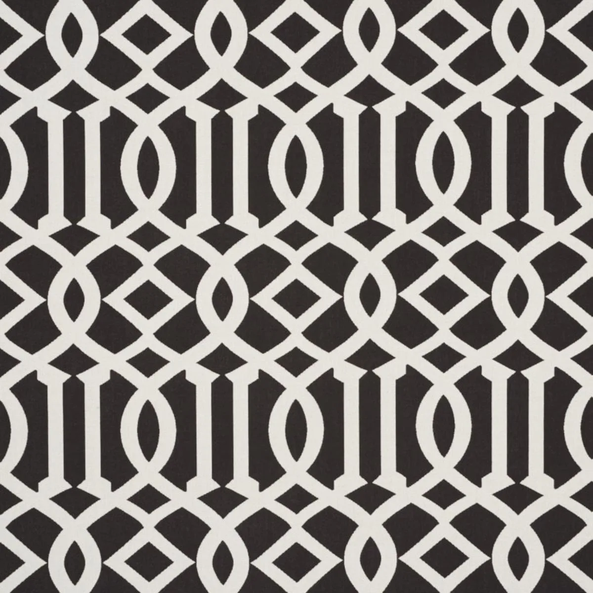 Schumacher 73162 Imperial Trellis Indoor/Outdoor Black fabric swatch