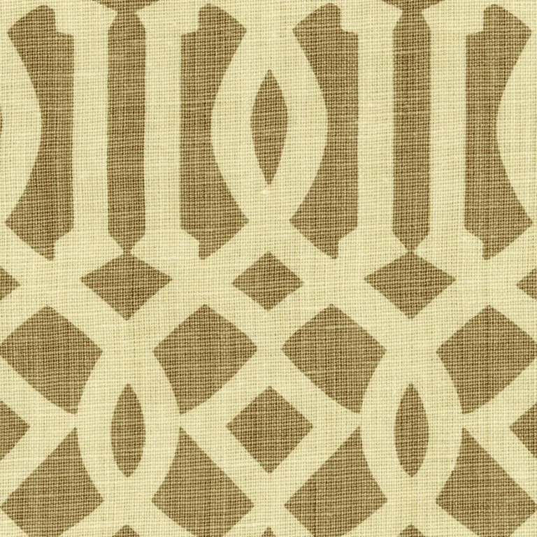 Schumacher 2643761 Imperial Trellis Natural/Coffee fabric swatch