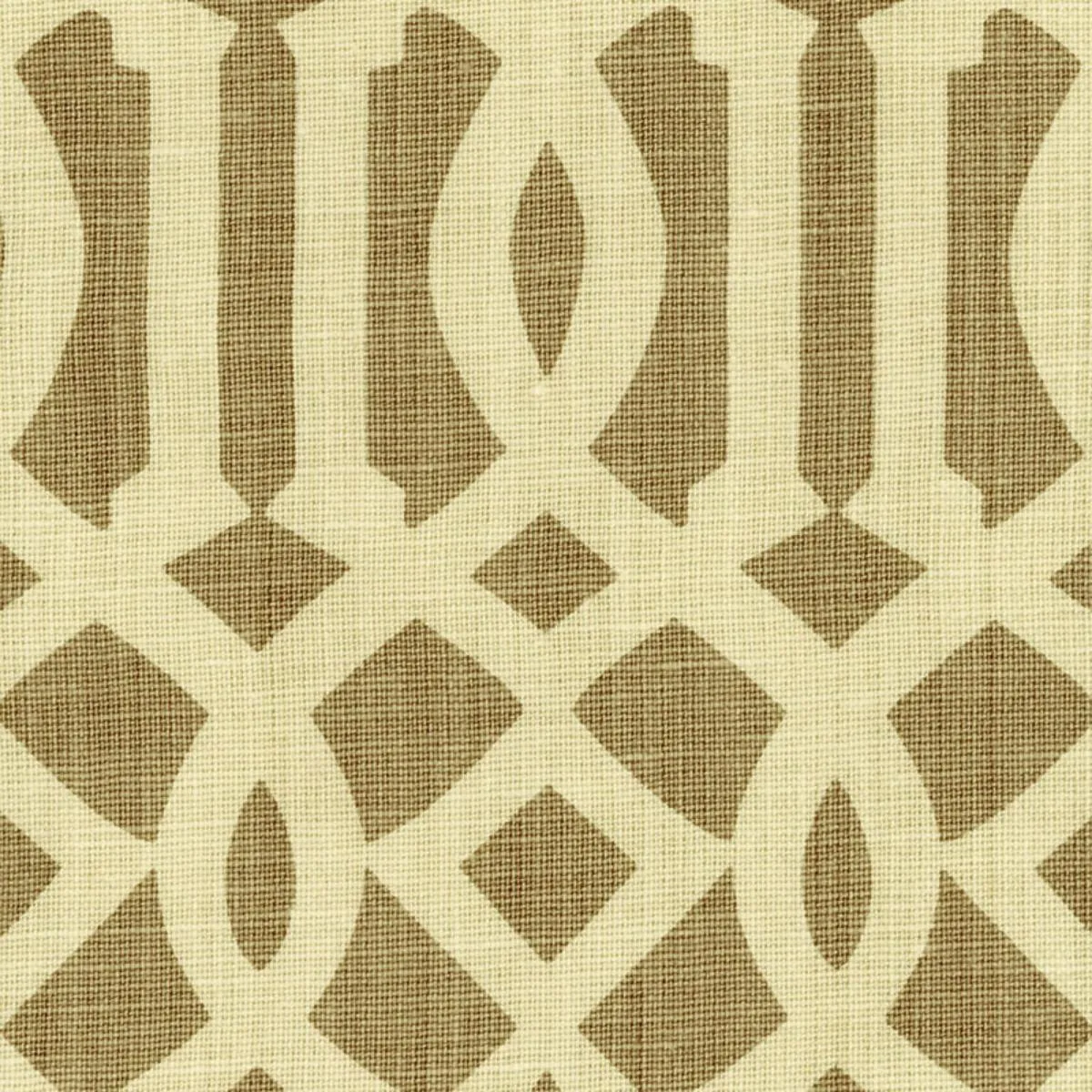 Schumacher 2643761 Imperial Trellis Natural/Coffee fabric swatch