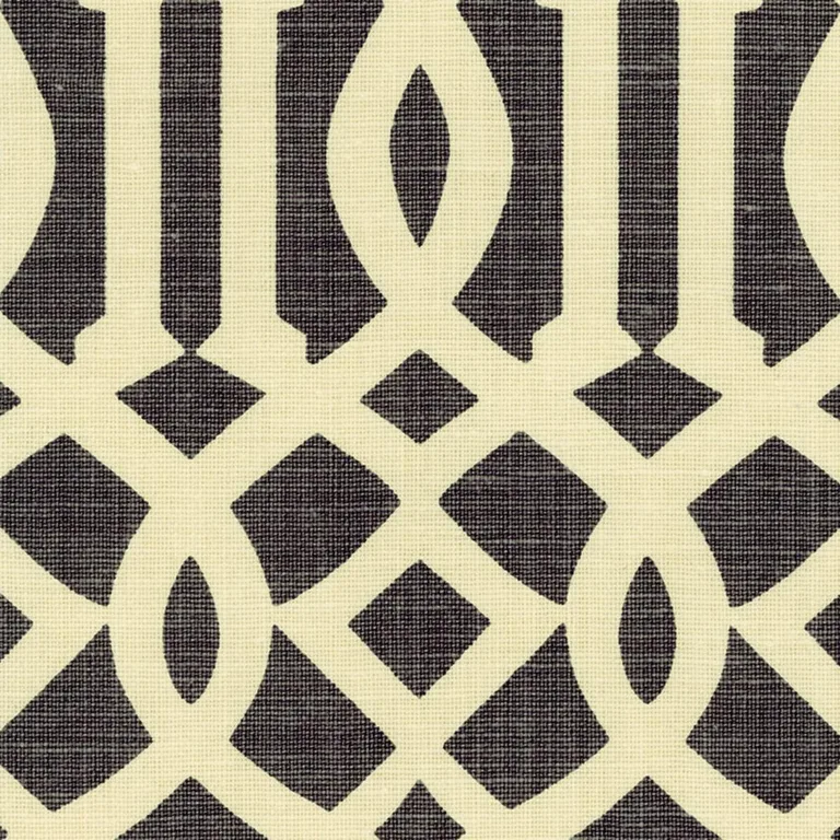Schumacher 2643760 Imperial Trellis Parchment/Midnight fabric swatch