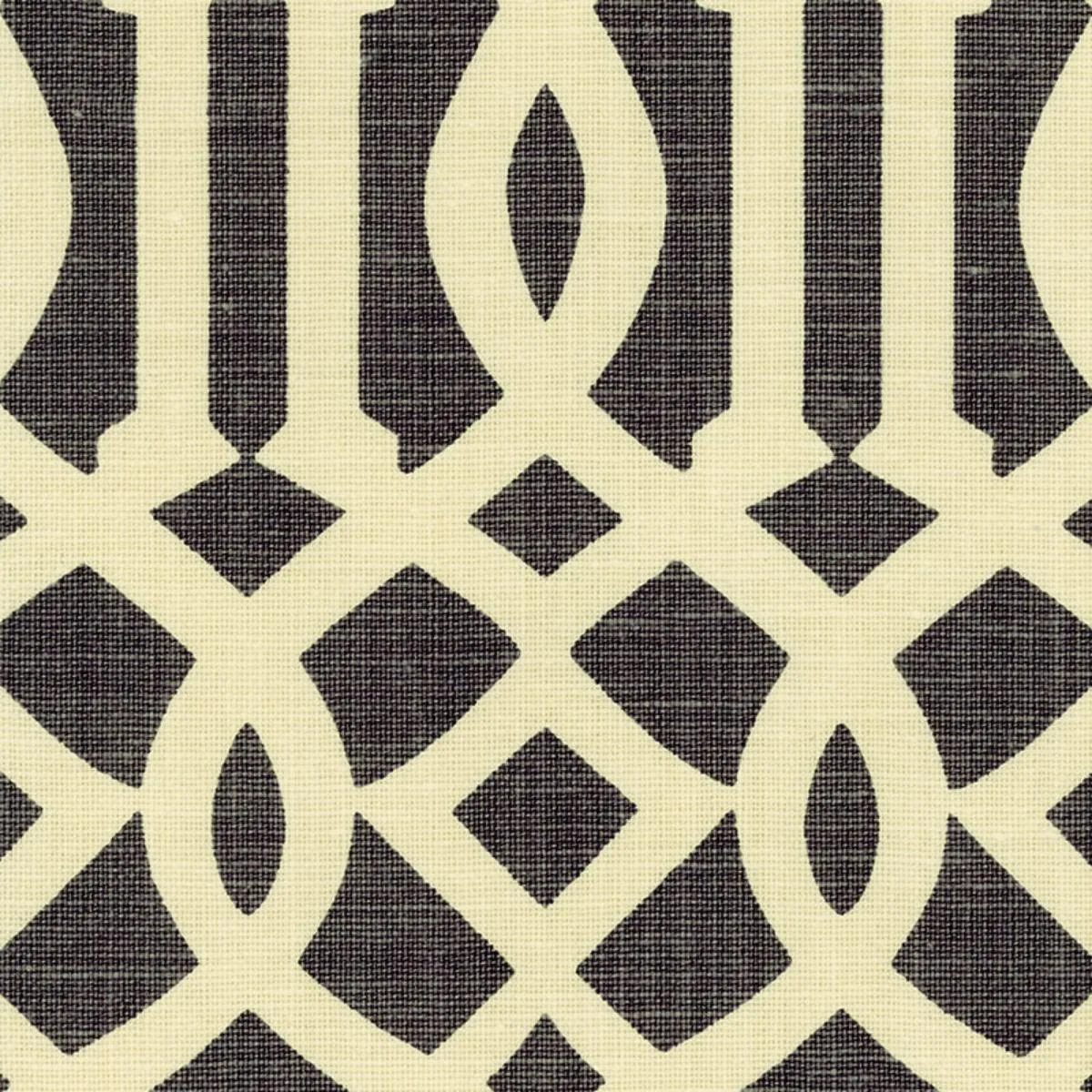Schumacher 2643760 Imperial Trellis Parchment/Midnight fabric swatch