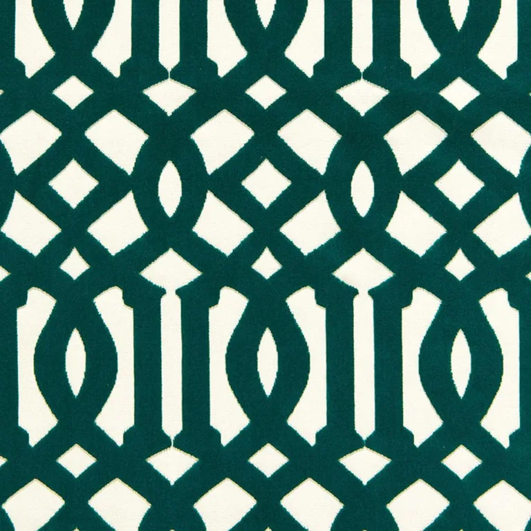 Schumacher 65590 Imperial Trellis Velvet Peacock fabric swatch