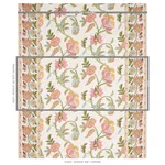 Schumacher 180111 Indali Bordered Linen Pink And Leaf fabric swatch