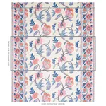 Schumacher 180112 Indali Bordered Linen Rose And Indigo fabric swatch
