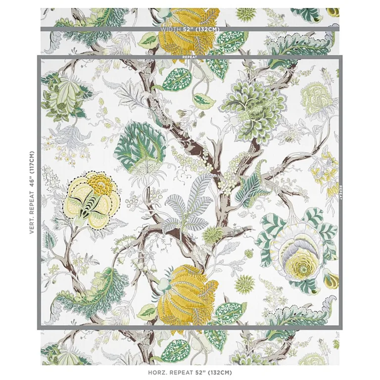 Schumacher 175783 Indian Arbre Citron fabric swatch