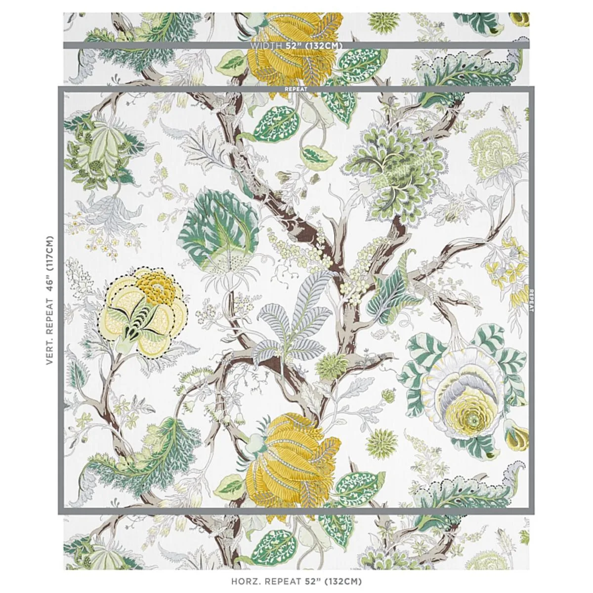Schumacher 175783 Indian Arbre Citron fabric swatch