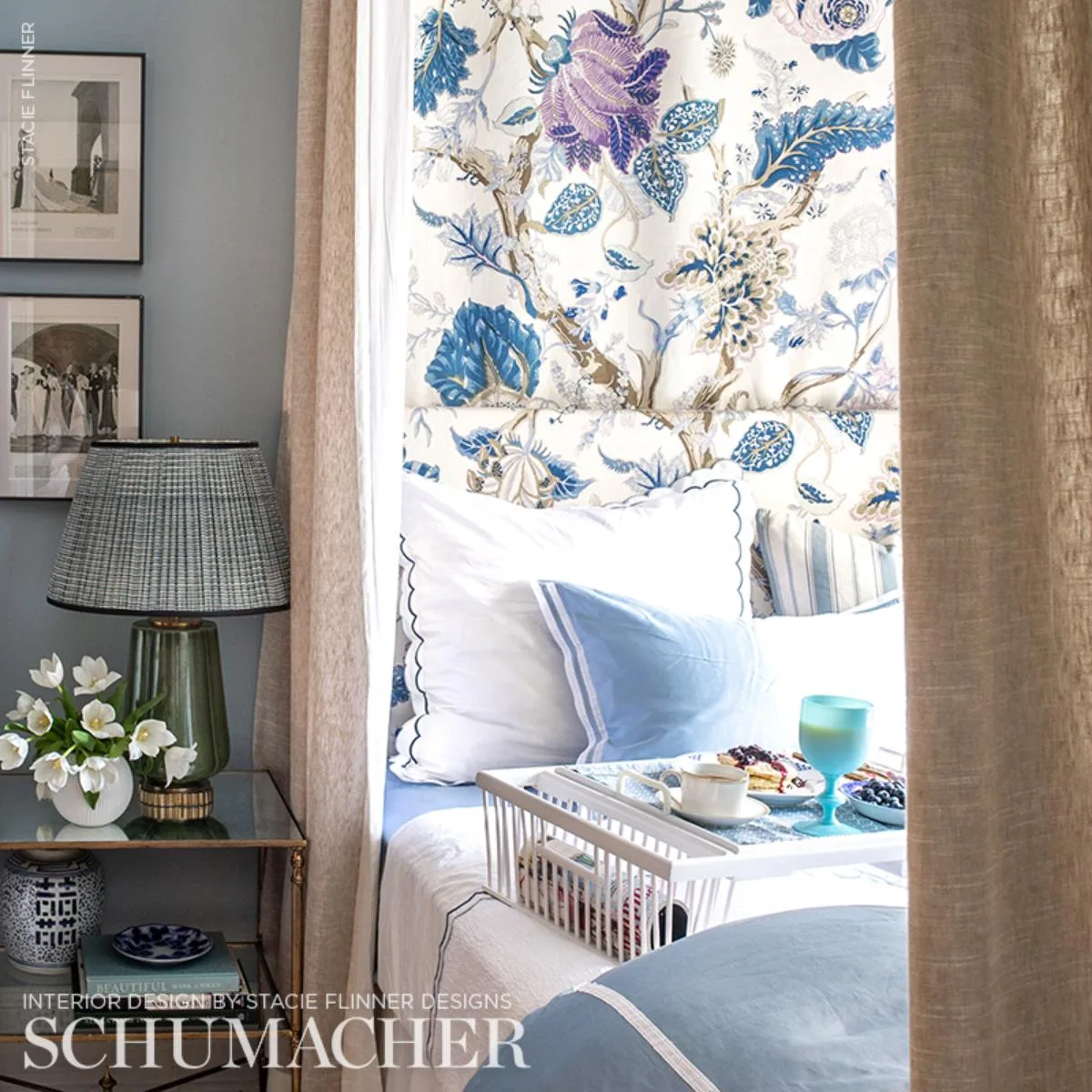 Schumacher 175781 Indian Arbre Hyacinth fabric swatch