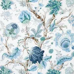 Schumacher 175784 Indian Arbre Peacock & Emerald fabric swatch