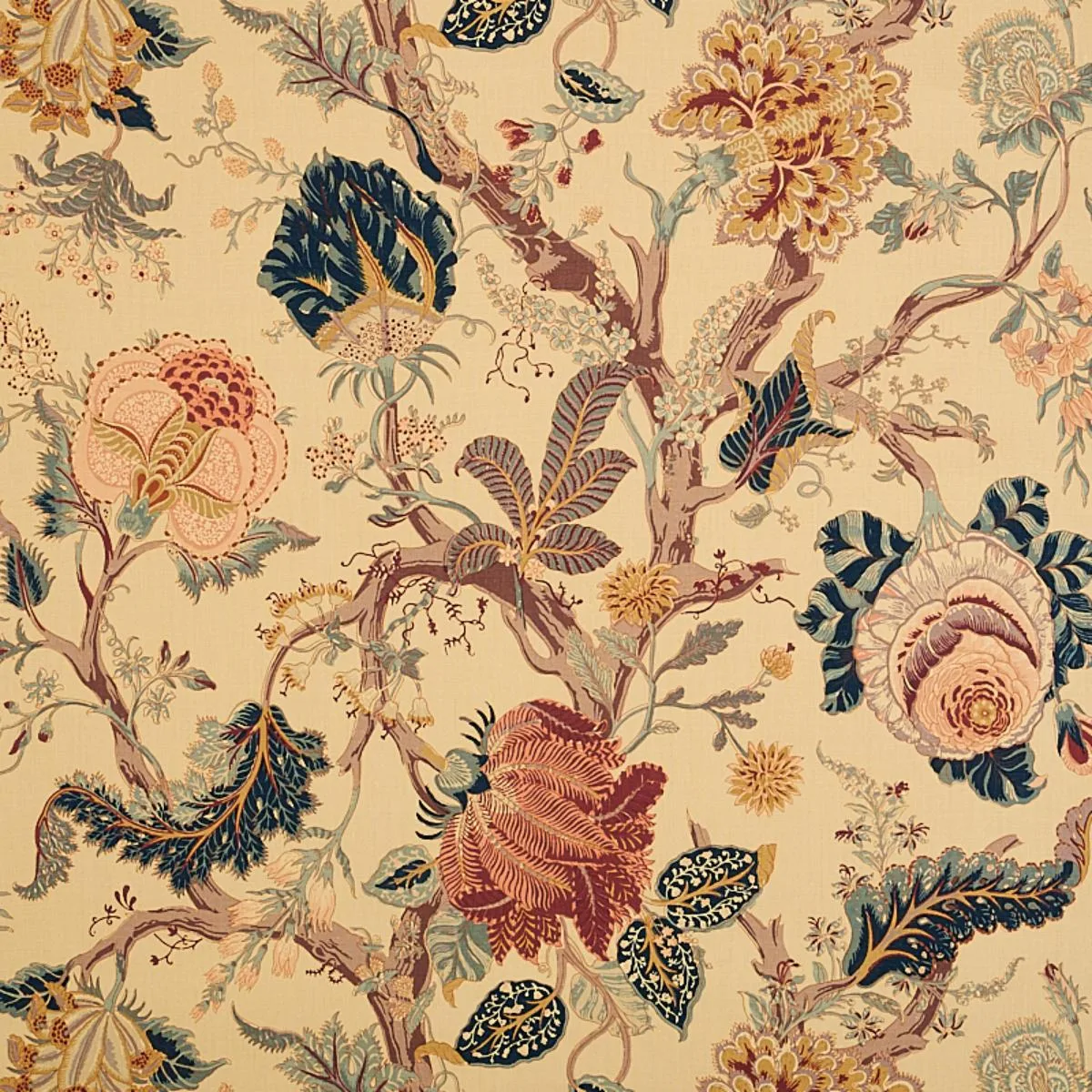 Schumacher 175780 Indian Arbre Tea fabric swatch
