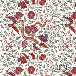 Schumacher RF306CR52 Indienne Red fabric swatch