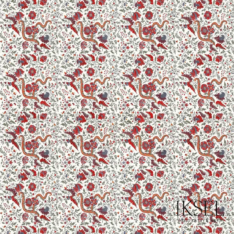 Schumacher RF306CR52 Indienne Red fabric swatch