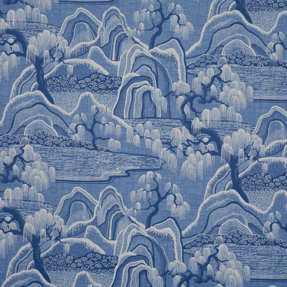 Schumacher 183012 Indigo Garden Blue And White fabric swatch