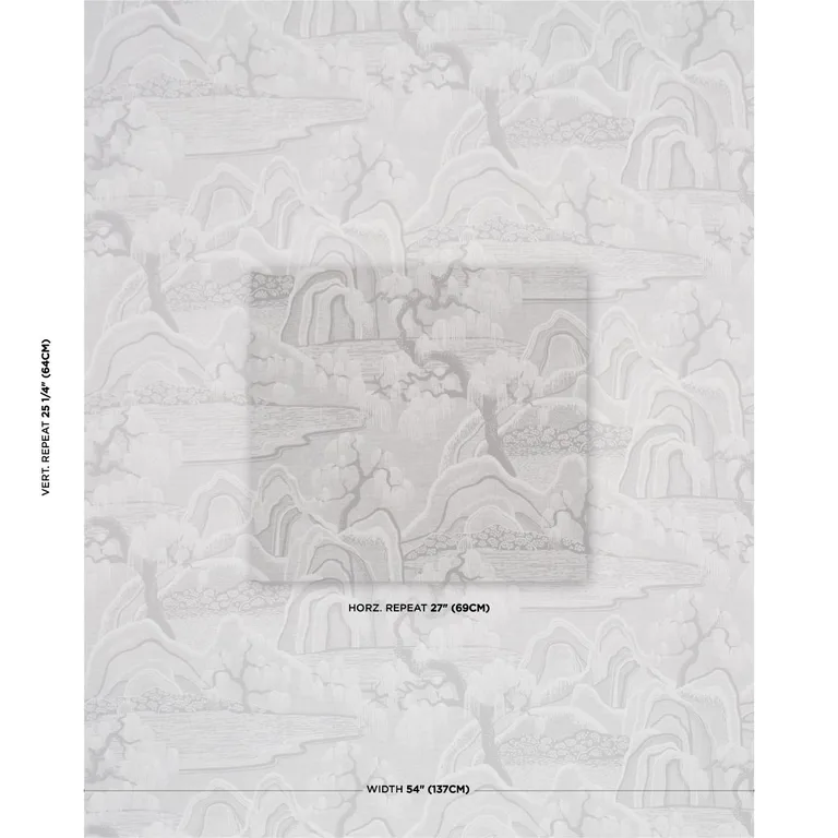 Schumacher 183011 Indigo Garden Grey fabric swatch