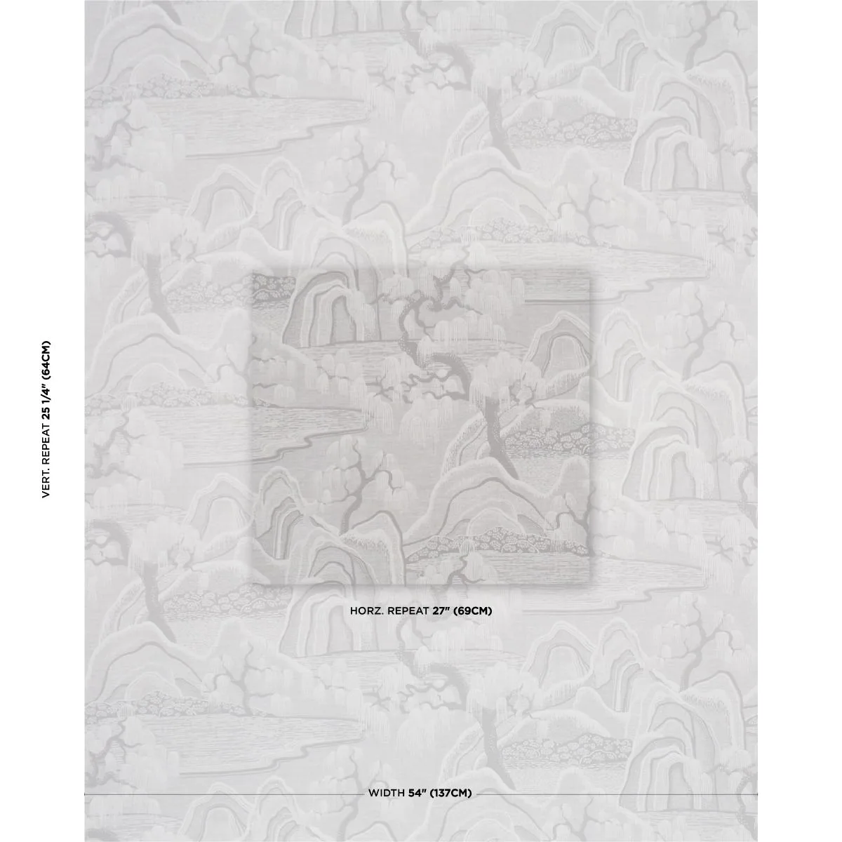 Schumacher 183011 Indigo Garden Grey fabric swatch