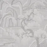 Schumacher 183011 Indigo Garden Grey fabric swatch