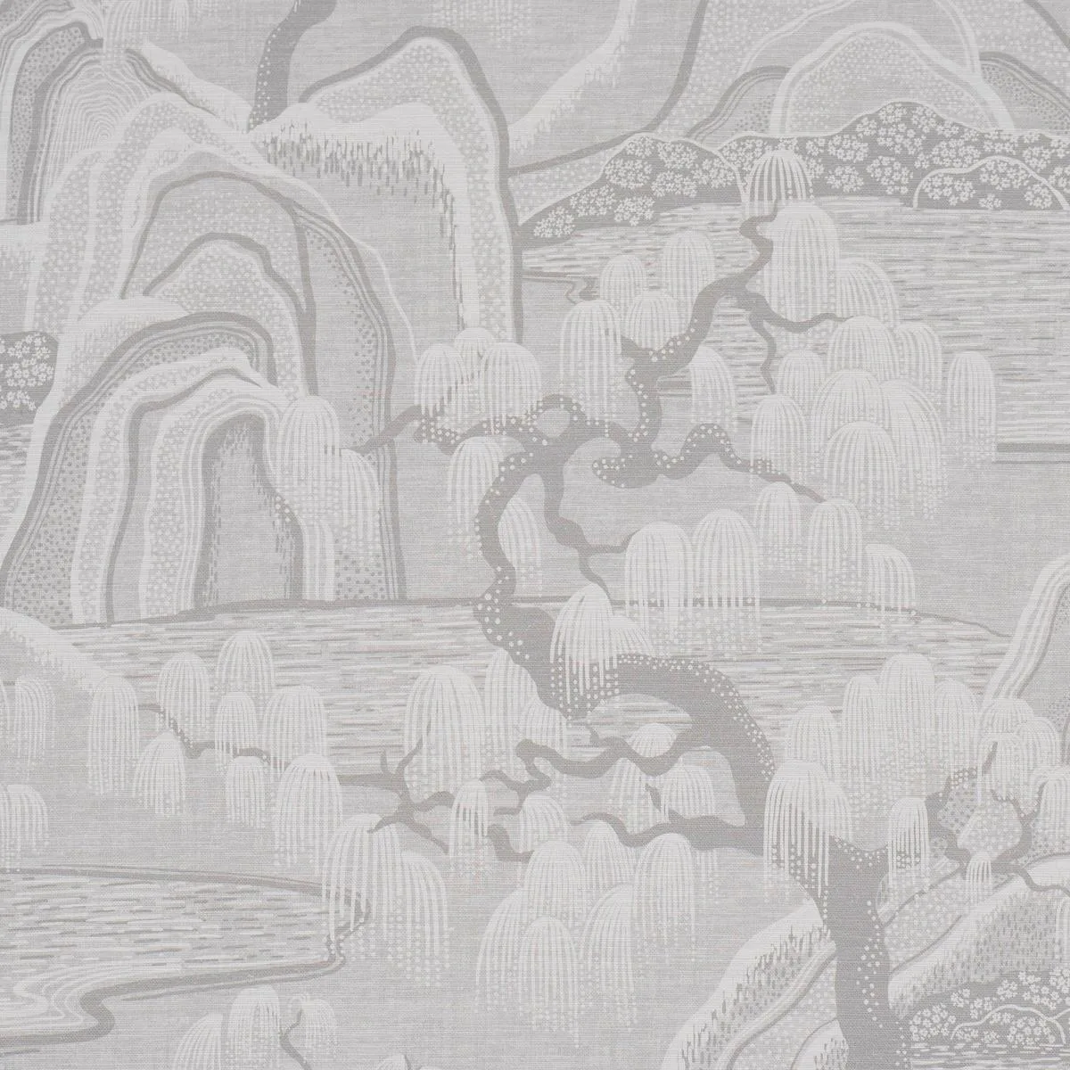 Schumacher 183011 Indigo Garden Grey fabric swatch