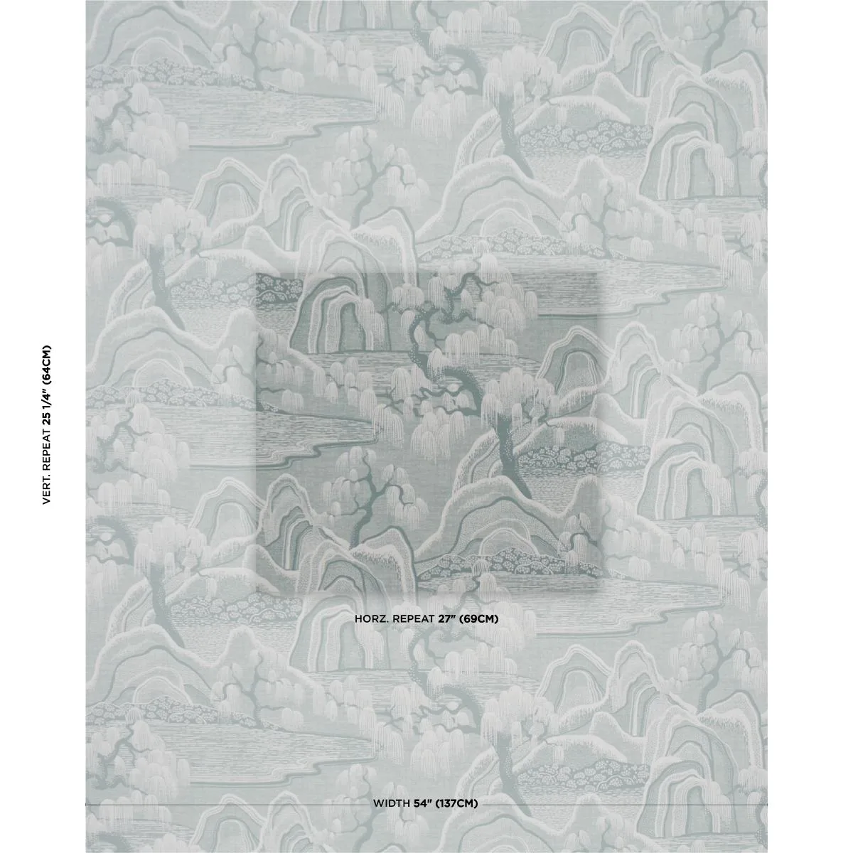 Schumacher 183010 Indigo Garden Mineral fabric swatch