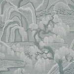 Schumacher 183010 Indigo Garden Mineral fabric swatch