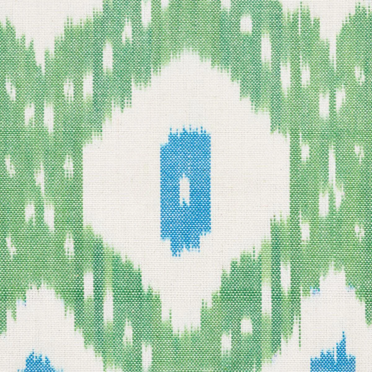 Schumacher 178070 Indio Ikat Green fabric swatch