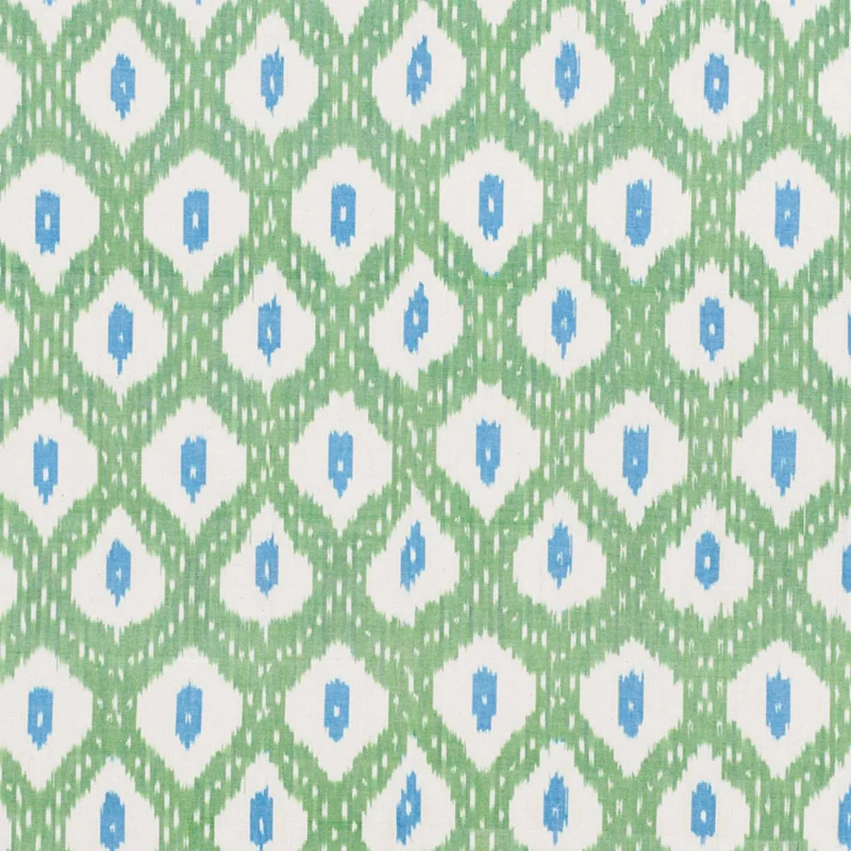 Schumacher 178070 Indio Ikat Green fabric swatch