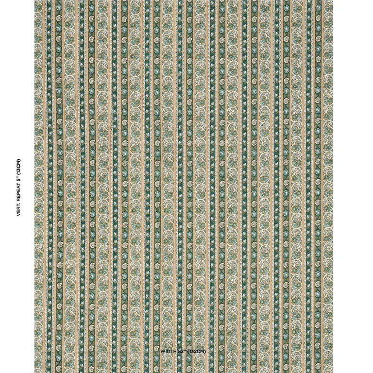 Schumacher 181751 Ines Paisley Mineral & Teal fabric swatch