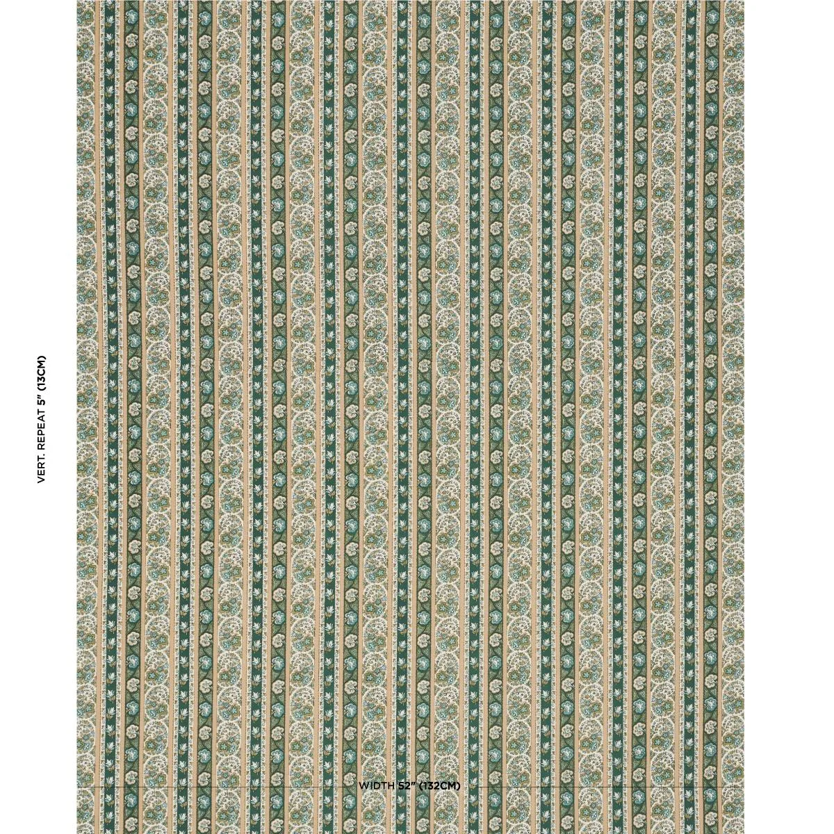 Schumacher 181751 Ines Paisley Mineral & Teal fabric swatch