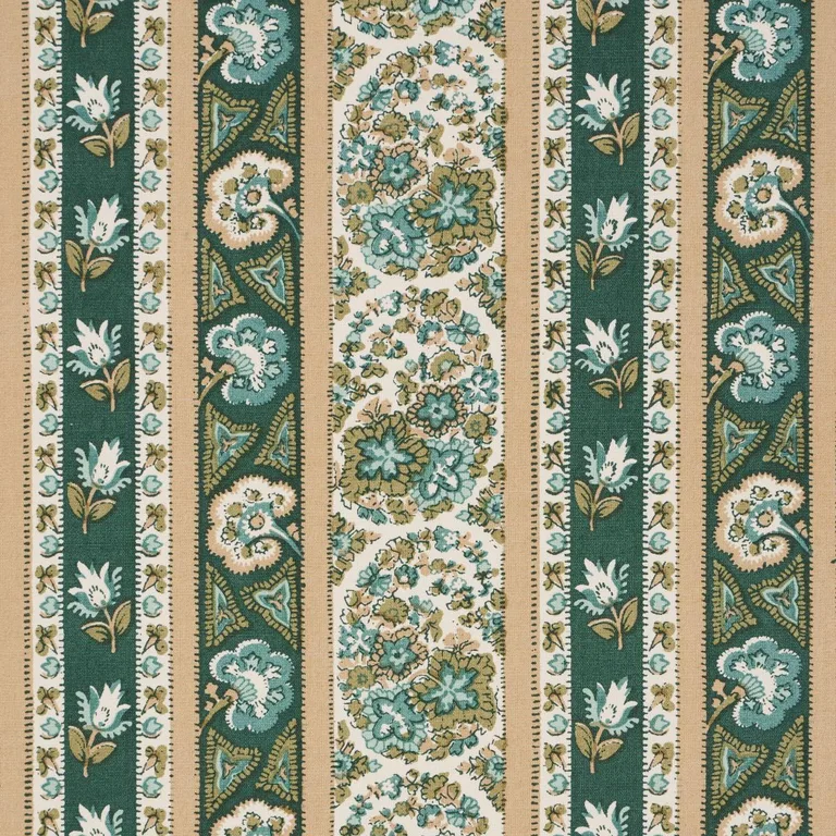 Schumacher 181751 Ines Paisley Mineral & Teal fabric swatch
