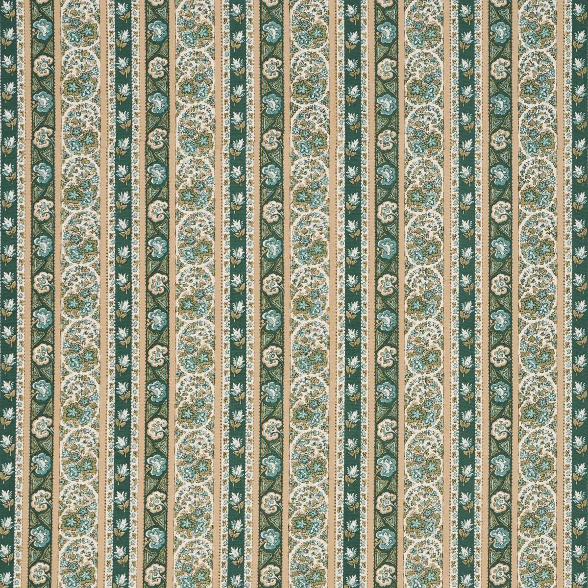 Schumacher 181751 Ines Paisley Mineral & Teal fabric swatch