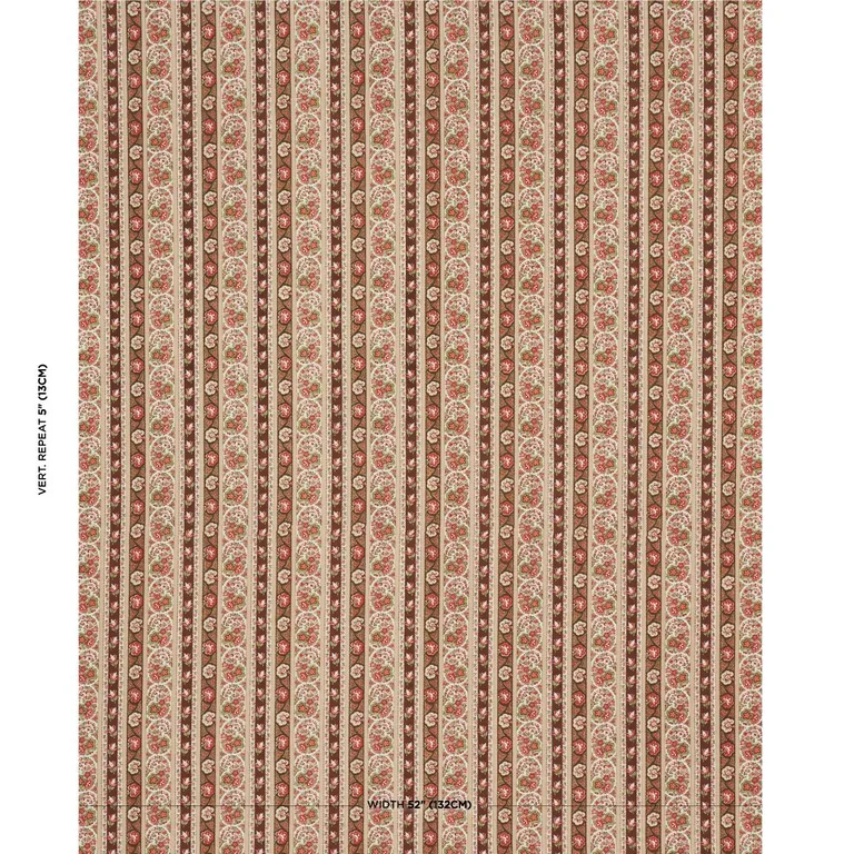 Schumacher 181752 Ines Paisley Rose & Cognac fabric swatch