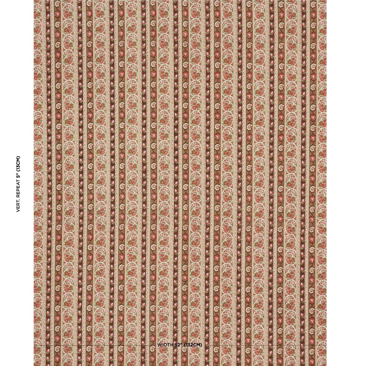 Schumacher 181752 Ines Paisley Rose & Cognac fabric swatch