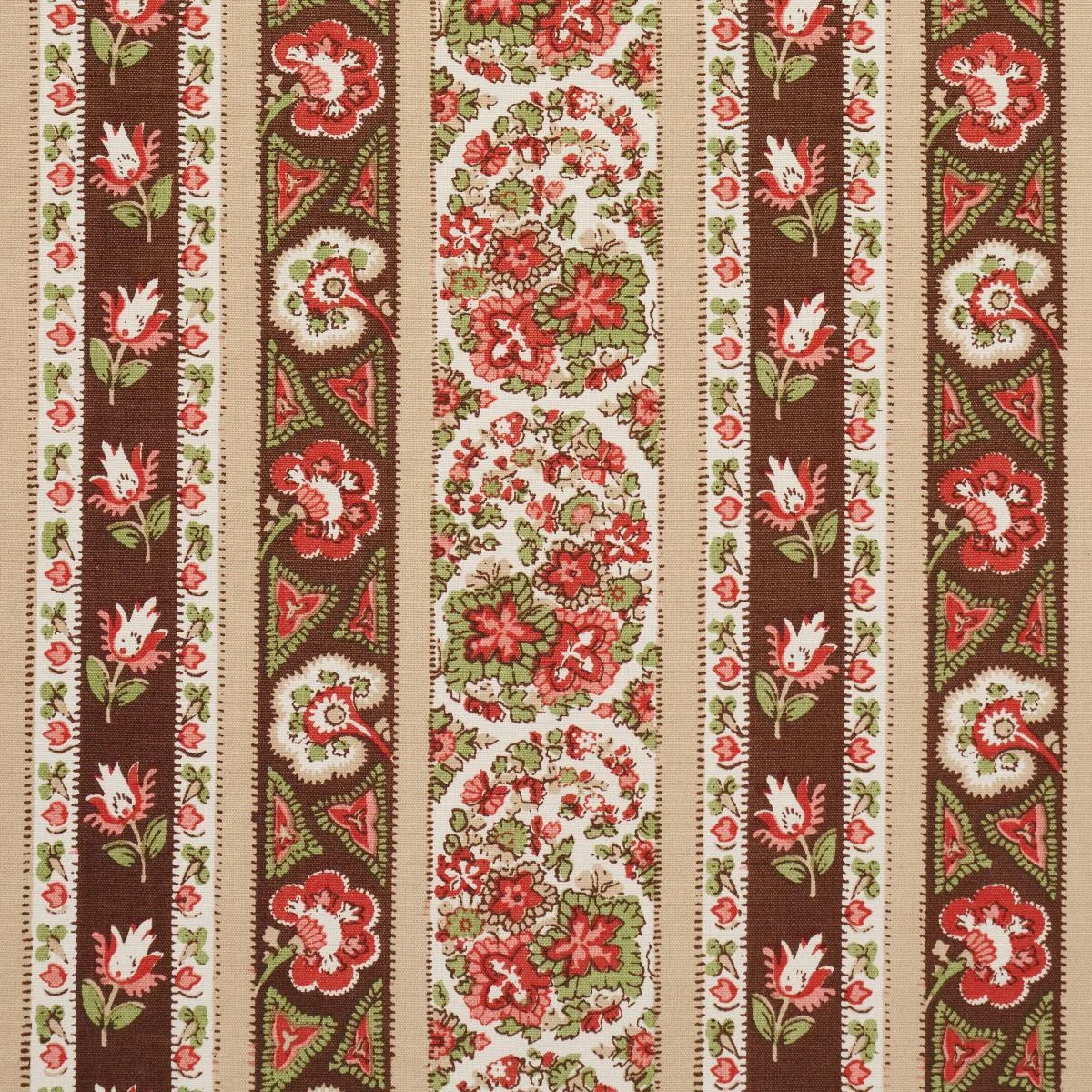 Schumacher 181752 Ines Paisley Rose & Cognac fabric swatch
